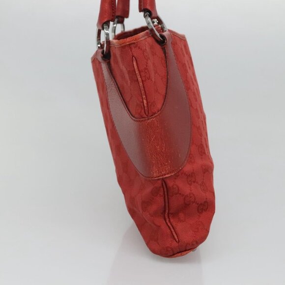 GUCCI GG Canvas Hand Bag Red Silver Auth - Picture 4 of 16